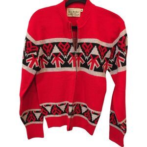 Brian‎ MacNeil Full Zip Sweater Knit Mock Neck Southwestern Mens S Geometric